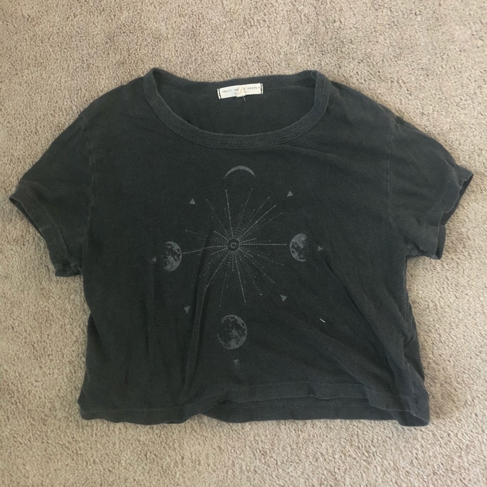 Gray moon crop top